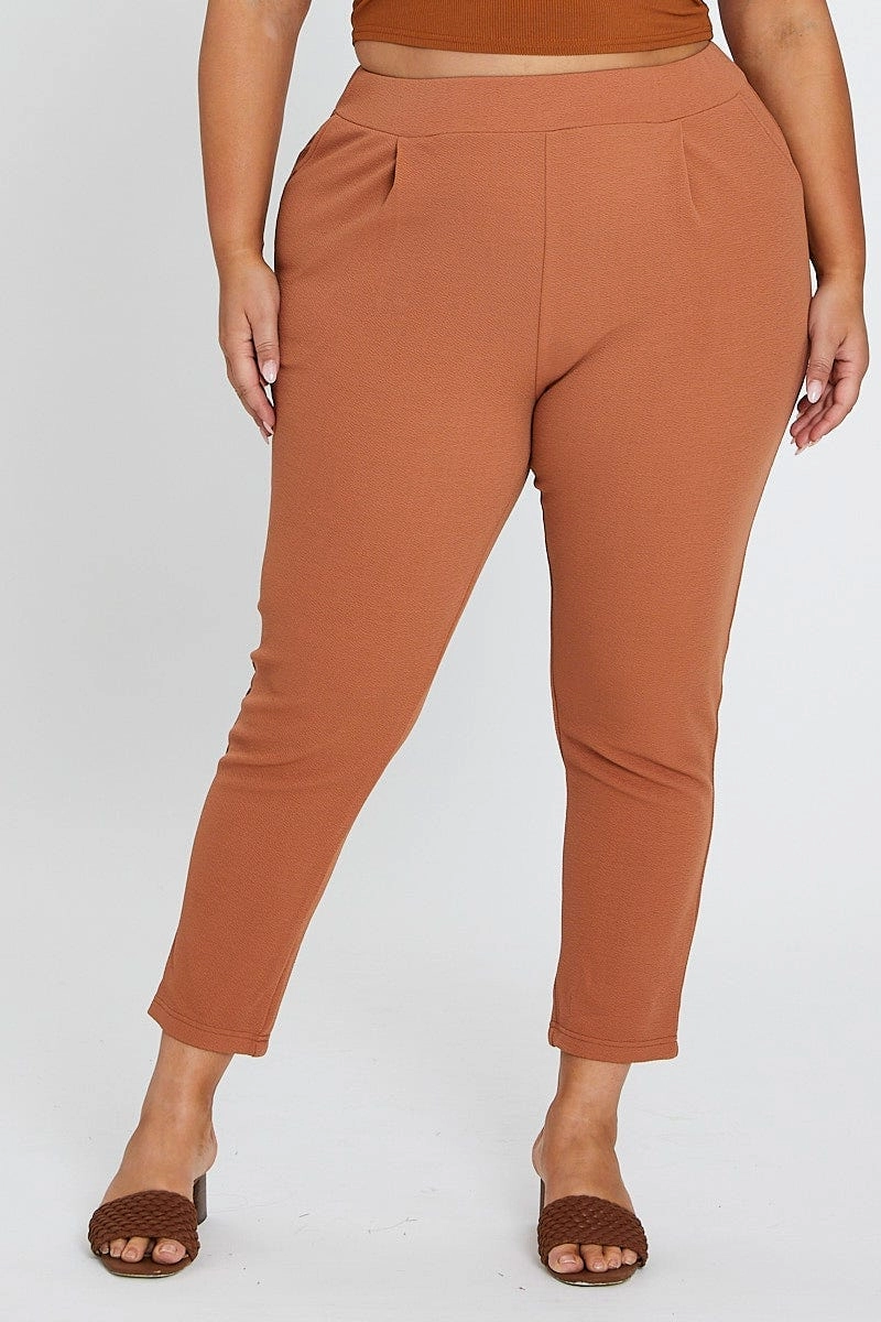 Beige Mid Rise Beige Slim Pants Polished Look