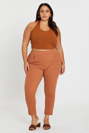 Body shaping NonSlipGrip Beige Mid Rise Beige Slim Pants