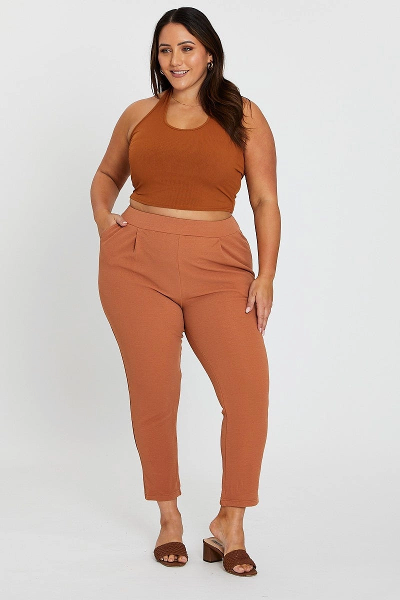 Comfort Style Beige Mid Rise Beige Slim Pants