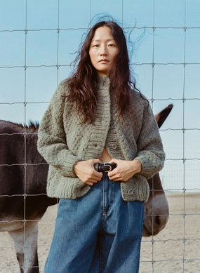 Bell Hand Knit Cardigan, Alpaca Blend, Moss Comfy Layers product running suitability