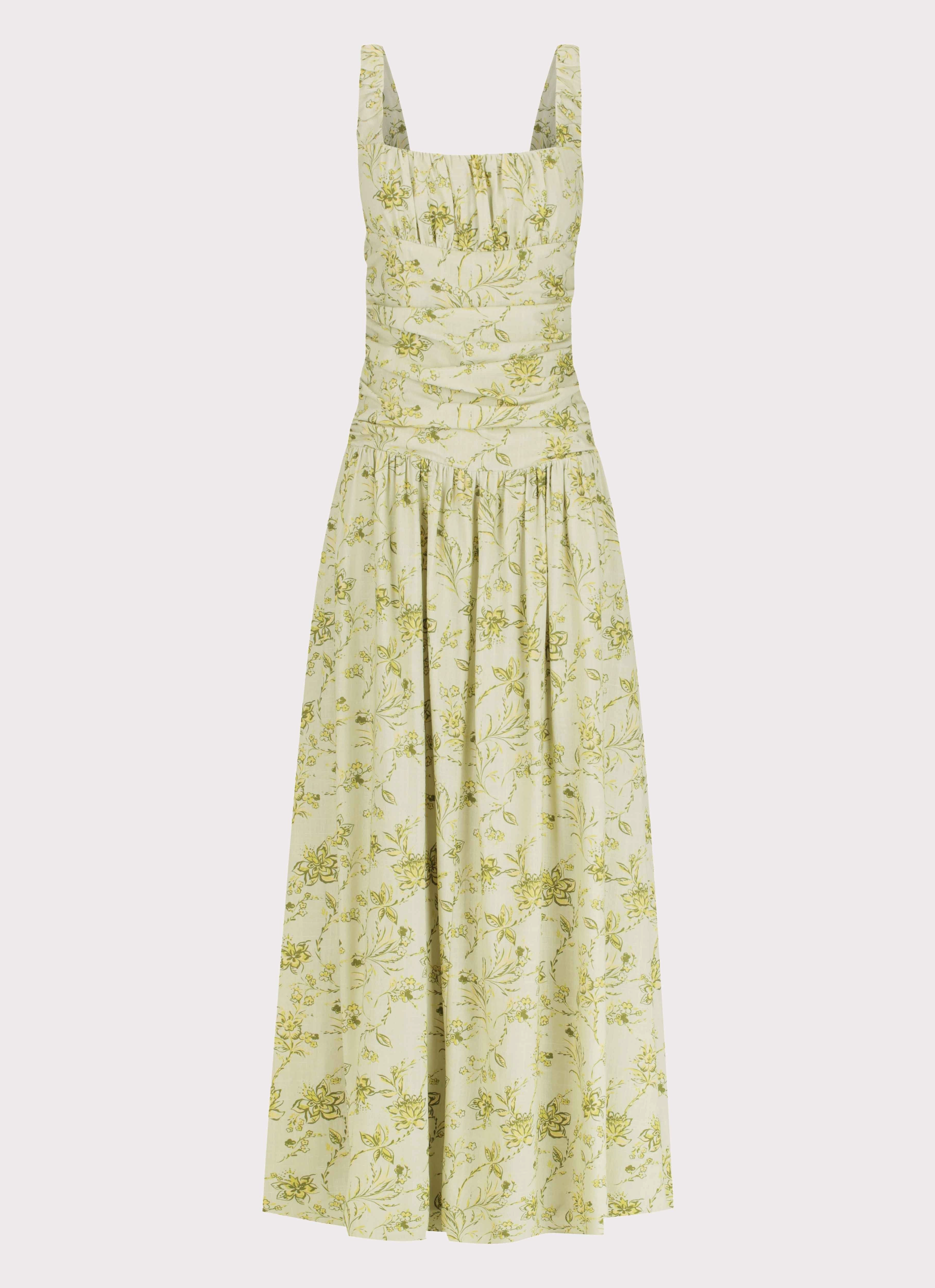Zinna Linen Maxi Dress - Sage Floral Theater-Night