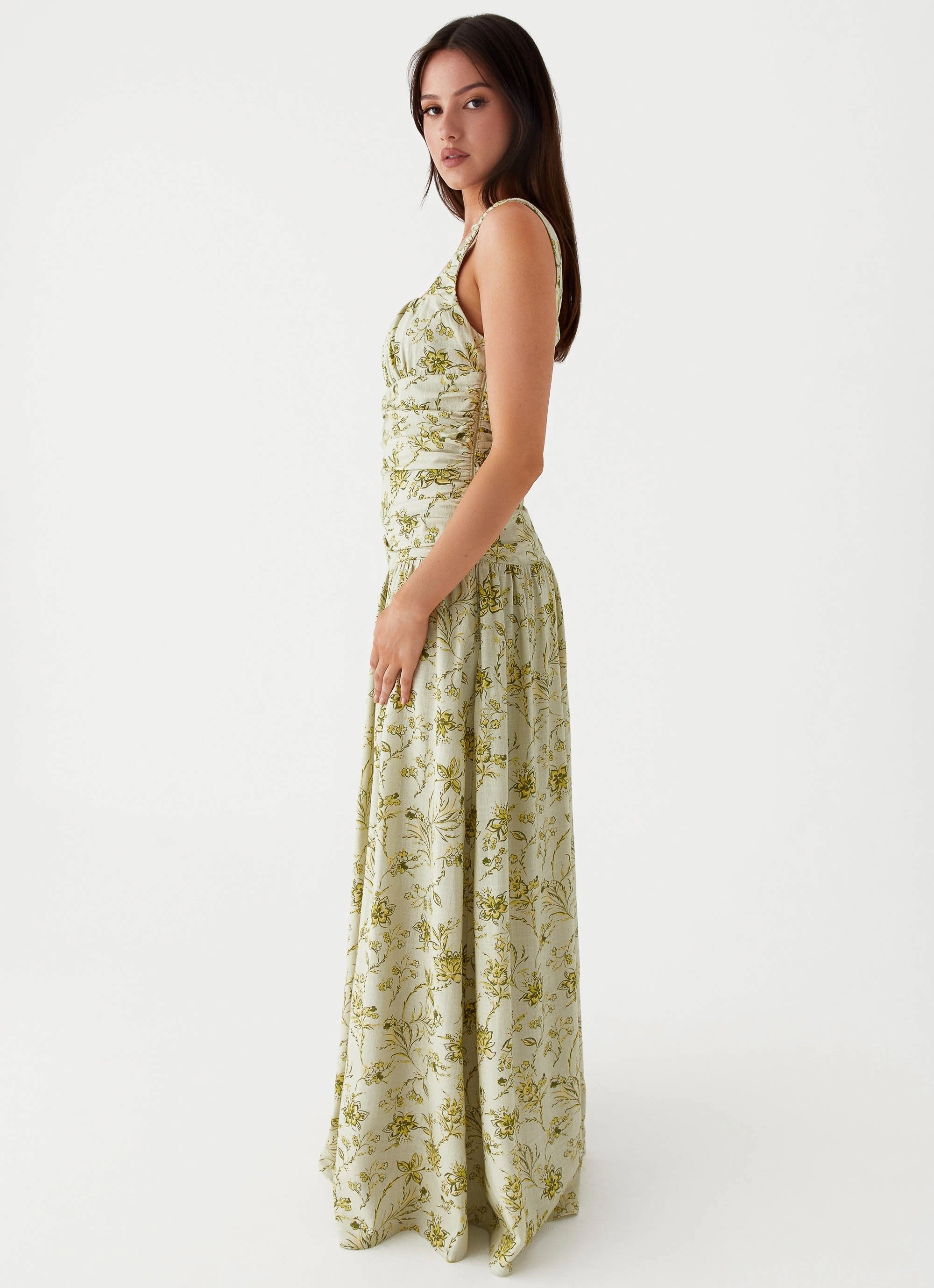 Zinna Linen Maxi Dress - Sage Floral everyday staple Cozy Wearable