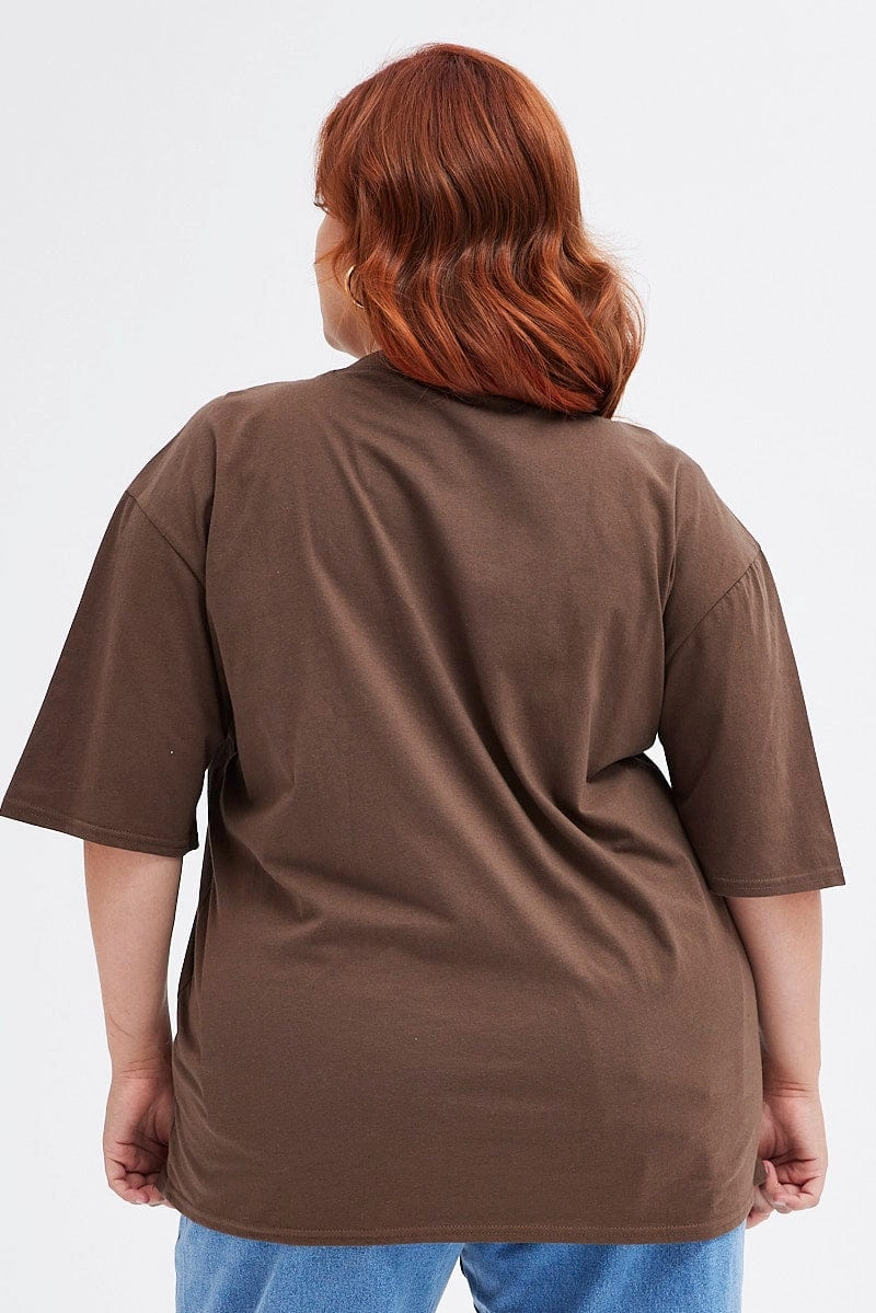 SunProtectionFabric Brown Graphic T-shirt Short Sleeve Crew Neck