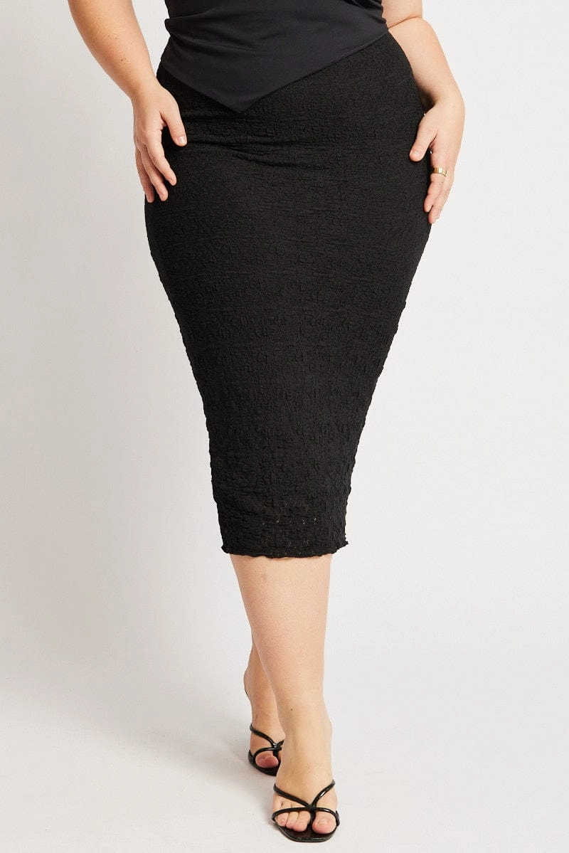 Black Bubble Lace Texture Skirt Erasable Crease
