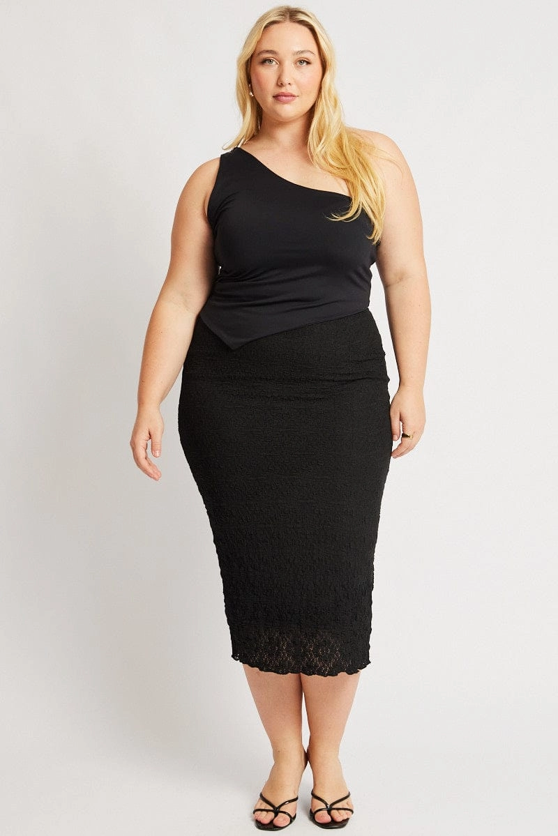 Performance Fashion Recycled Polyester Black Bubble Lace Texture Skirt