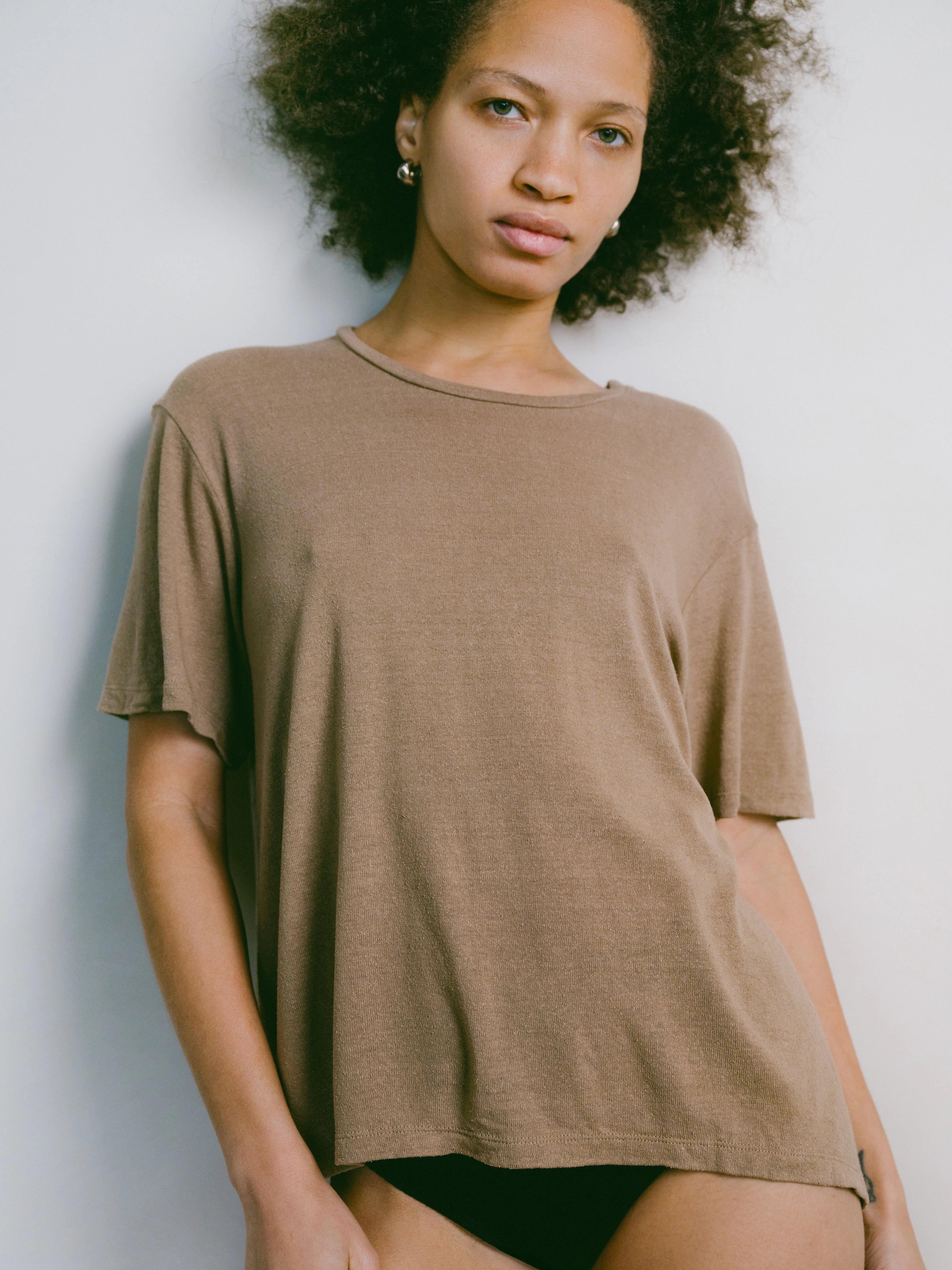 Easy Look Big Tee, Regen Silk Noil Jersey, Tea