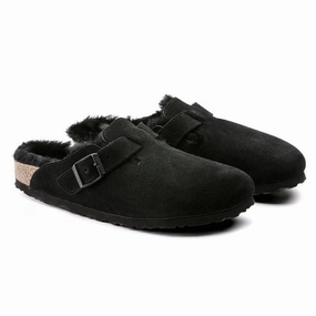 Wood Step Birkenstock Unisex Boston Shearling Clog - Black