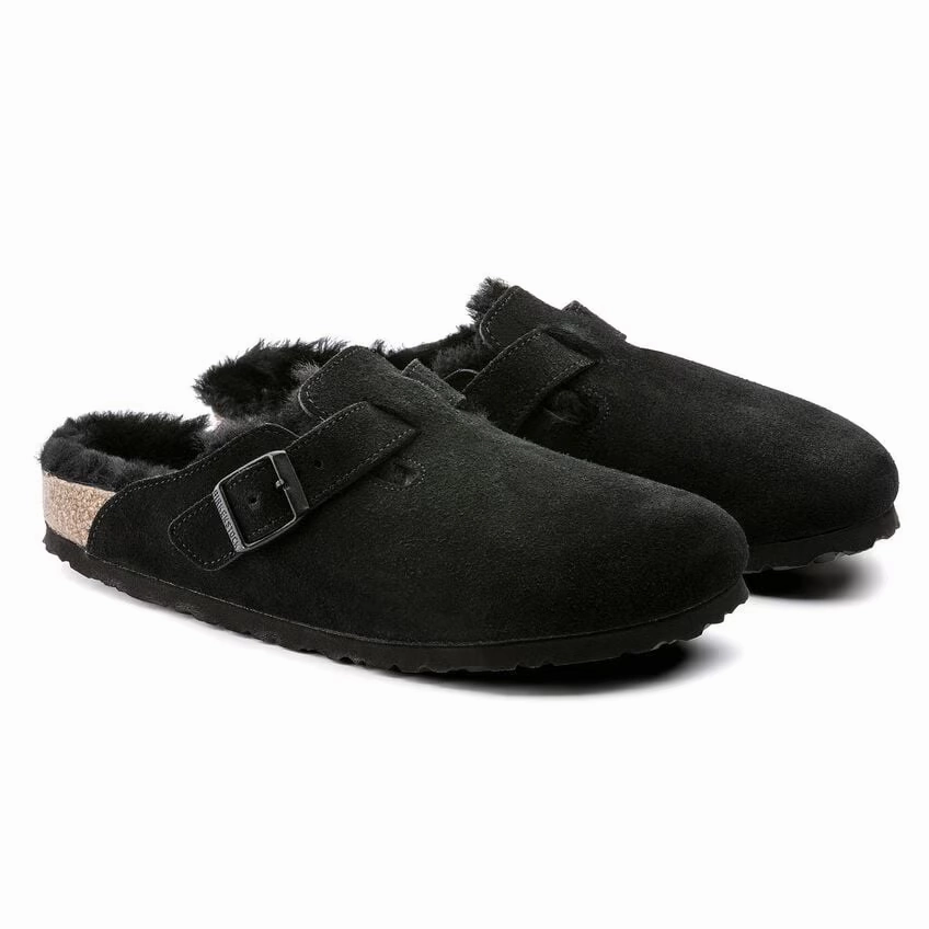 Wood Step Birkenstock Unisex Boston Shearling Clog - Black