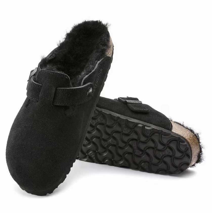 Birkenstock Unisex Boston Shearling Clog - Black Comfortable Support Pet Walk