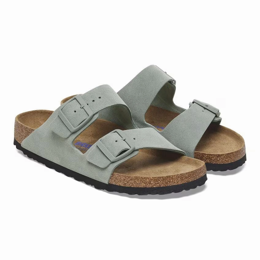 Easy Adjust Lightweight EVA Construction Birkenstock Women's Arizona Soft Footbed Sandal - Pure Sage