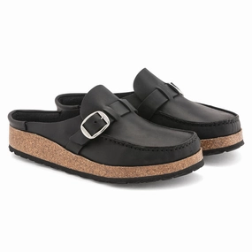 Cushioned Insole All Use Birkenstock Women's Buckley Oiled Leather Clog - Black