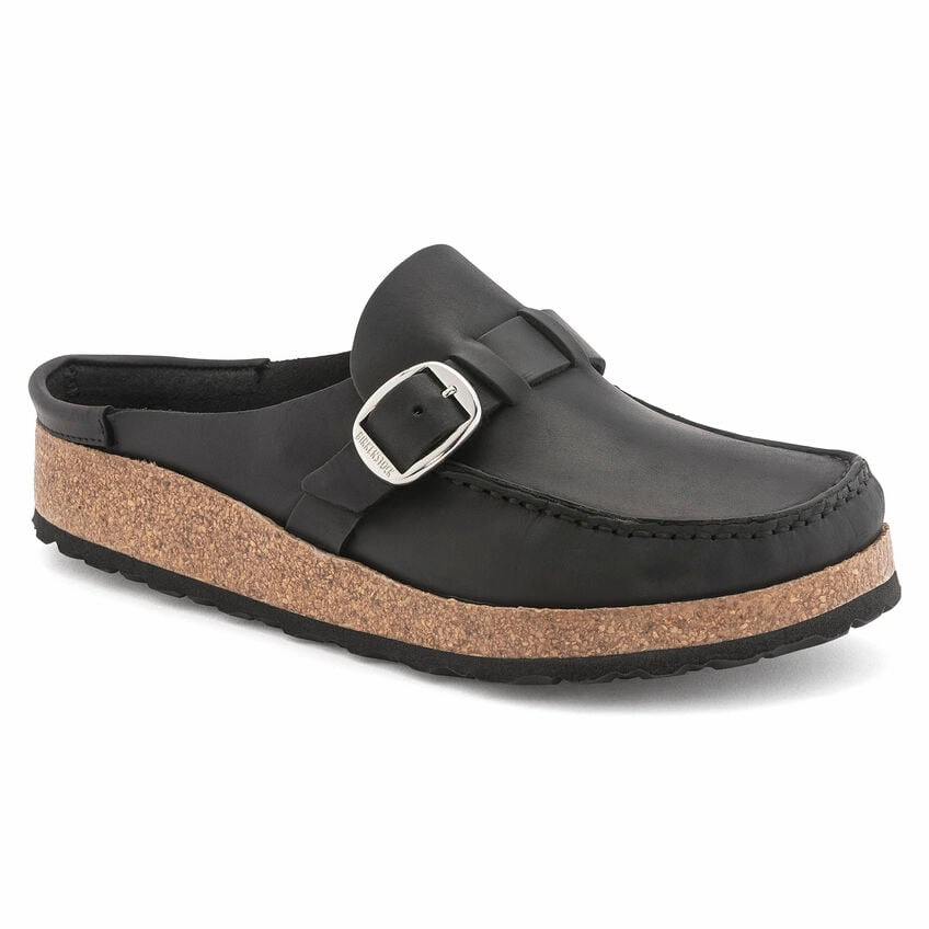 Birkenstock Women's Buckley Oiled Leather Clog - Black Feel Fresh