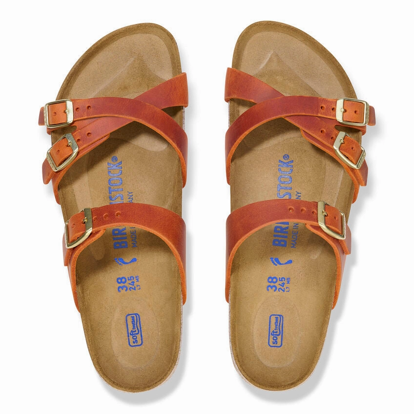 Birkenstock Women's Franca Sandals - Burnt Orange Oiled Leather Practical