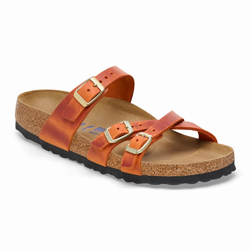 Trend Alert Double Layer Strap Reinforcement Birkenstock Women's Franca Sandals - Burnt Orange Oiled Leather