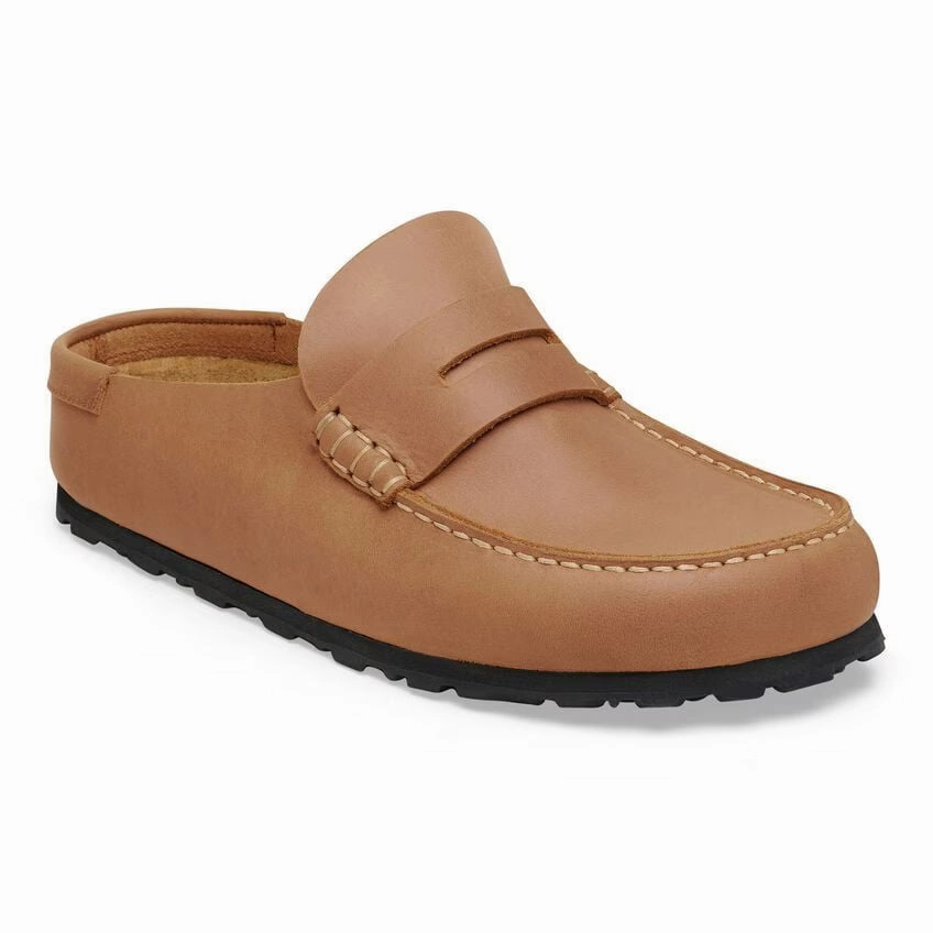 School Pace Cozy Support Birkenstock Women's Naples Wrapped Oiled Leather Clog - Cognac