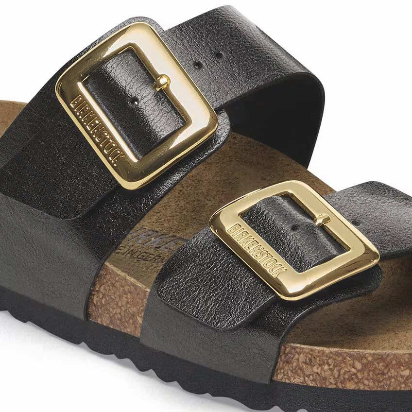 Crystal Shine Red Bold Birkenstock Women's Sydney Cushion Buckle Sandal - Graceful Licorice