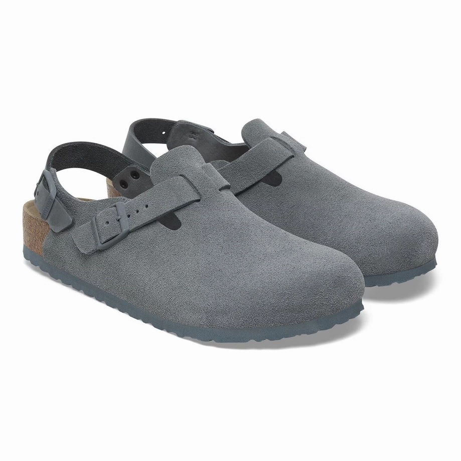 Birkenstock Women's Tokio Clog - Basalt Gray Suede Step Out Versatile Step