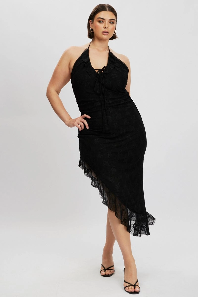 Black Asymmetric Lace Bodycon Dress Timeless Energy
