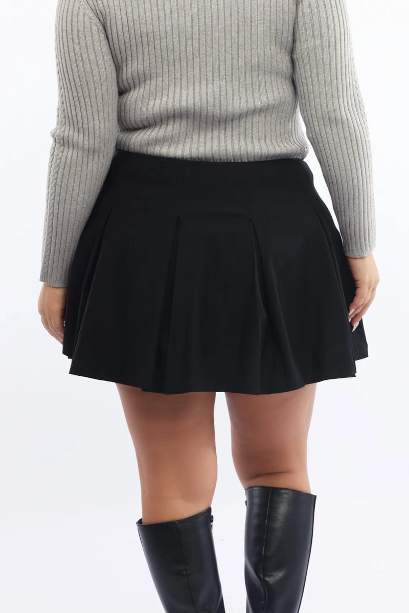 Eco Friendly Flexible Material Black Bengaline Mini Skorts Skirt