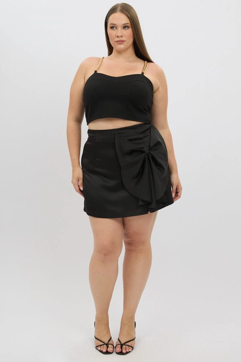 High Street Fashion Black Bow Mini Skirt