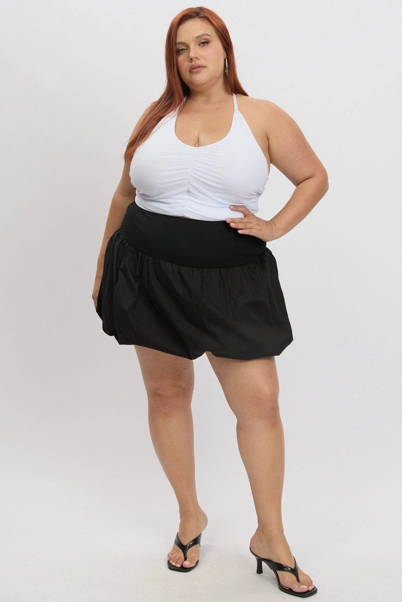 Ankle length Daily Fashion Black Bubble Skirt
