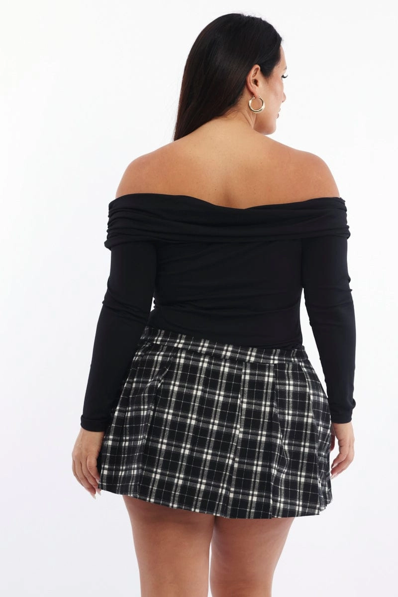 Black Check Mini Skirt Skorts garden party