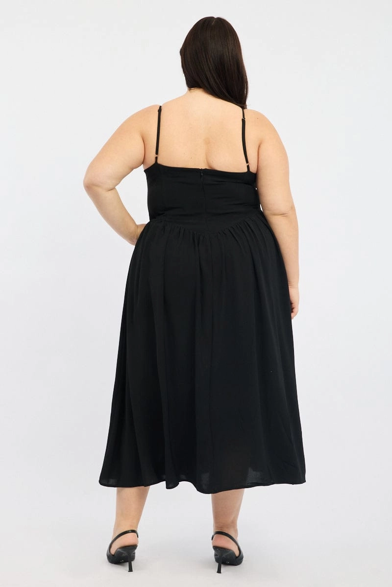 Black Corset Bust Dress Full Dress Metallic-Shine