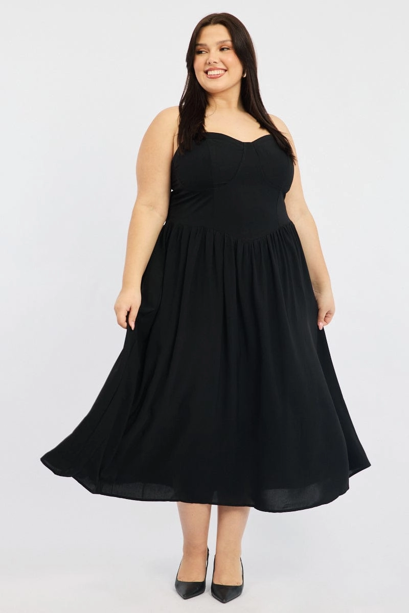 Black Corset Bust Dress Full Dress Versatile Comfort Wear