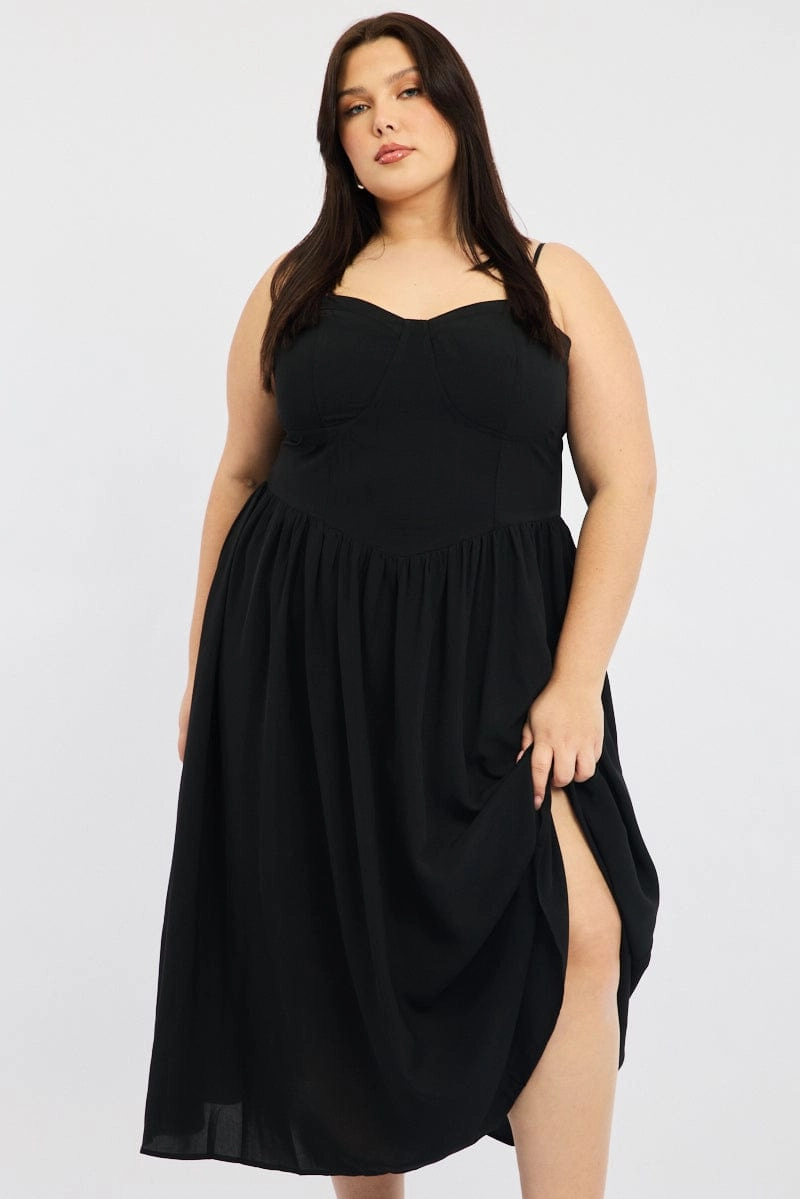 Dreamy Look Black Corset Bust Dress Full Dress