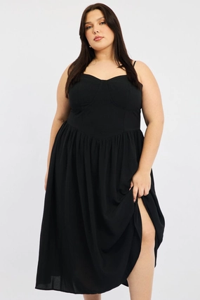 Dreamy Look Black Corset Bust Dress Full Dress