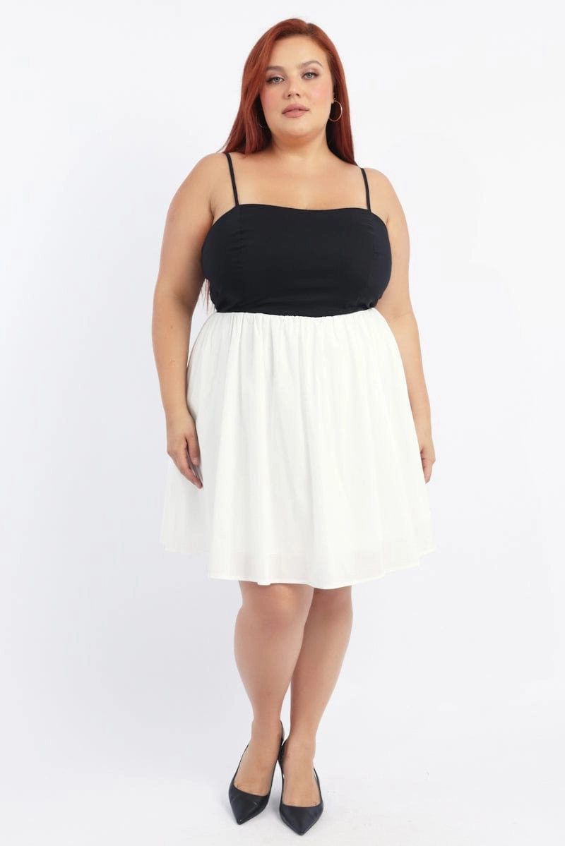 Cool Structure Black Cotton Poplin Contrast Bodice Minidress