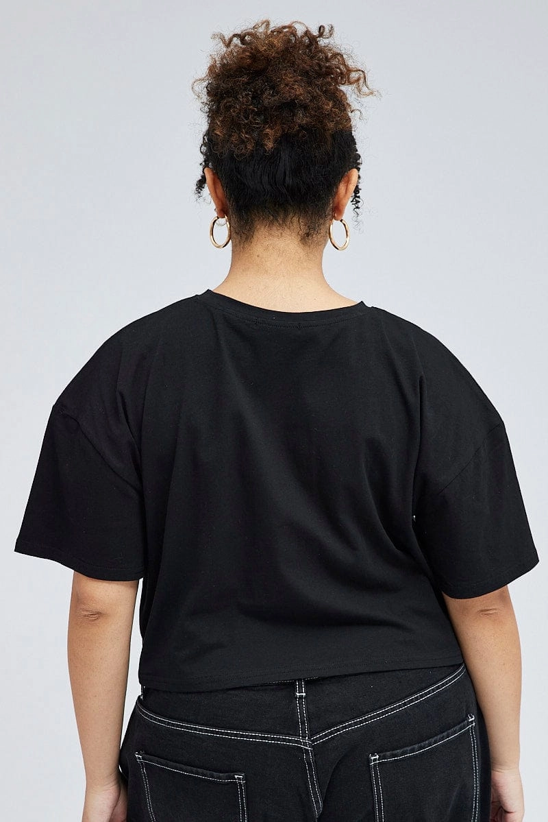 Fresh Outfit Style Teenager coolness Black Crop Multi Eagle Tee Short Sleeve Jersey