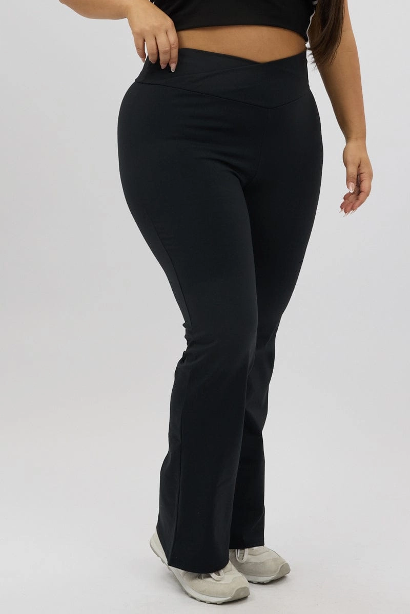 Durable Seams Black Flared Leggings High Rise