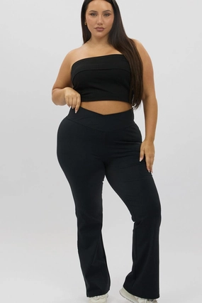 Black Flared Leggings High Rise Stylish Wear Tailored Silhouette
