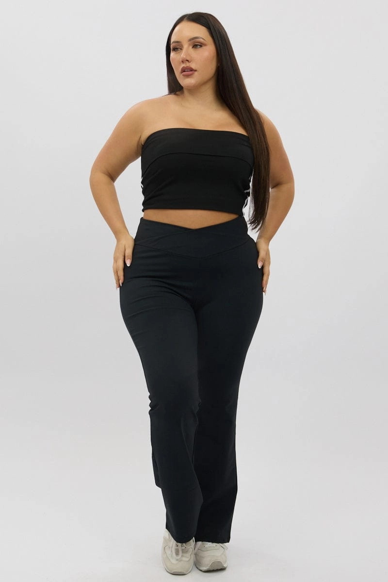 Black Flared Leggings High Rise Customizable length