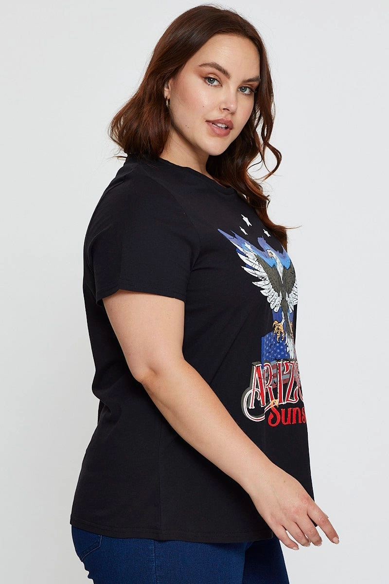 Unisex versatility Taped Neckline Black Graphic T-shirt Arizona Sunset Short Sleeve Cotton
