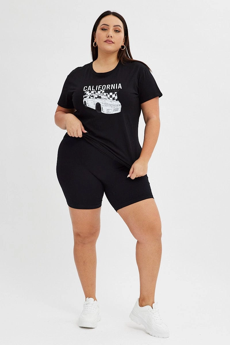 Black Graphic T-shirt California Speedway Short Sleeve All Day Flex