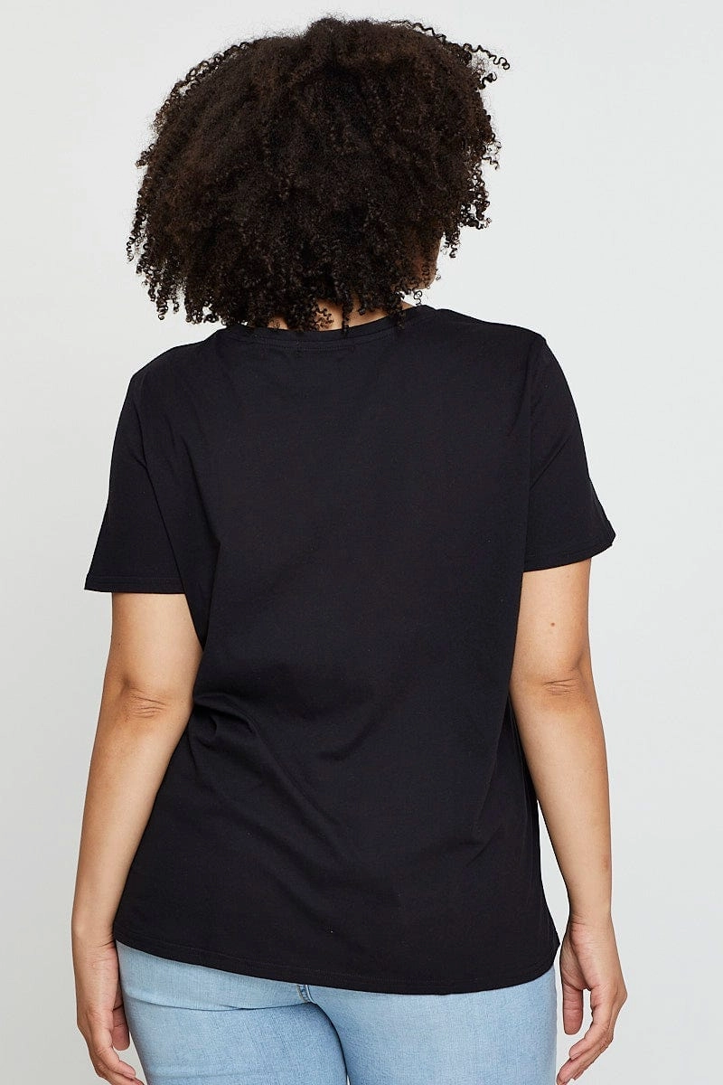 Casual Flex Design Black Graphic T-shirt Chicago Crew Neck Short Sleeve