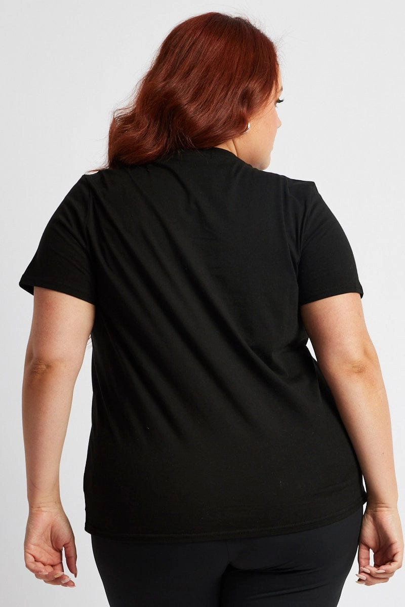 Active Design Wear Comfort Wearable Black Graphic T-shirt Short Sleeve Crew Neck