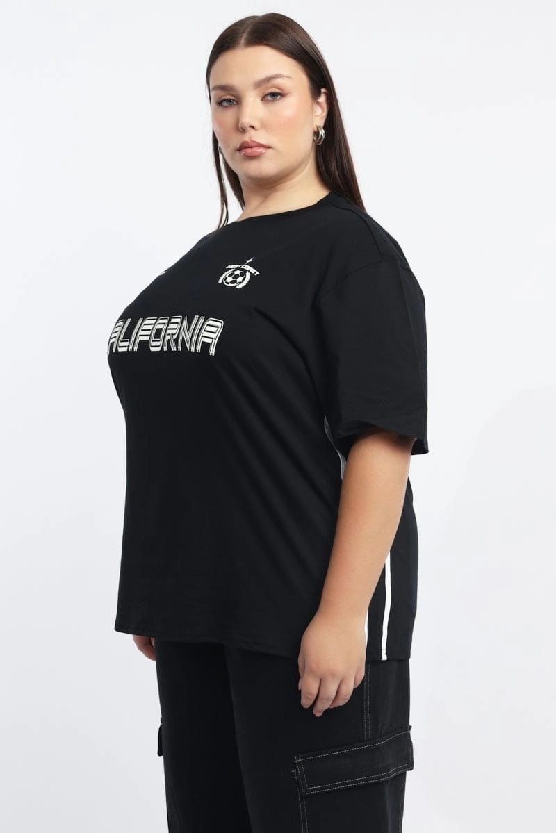 Black Graphic T Shirt Short Sleeve Crew Neck Comfy Casual Wear