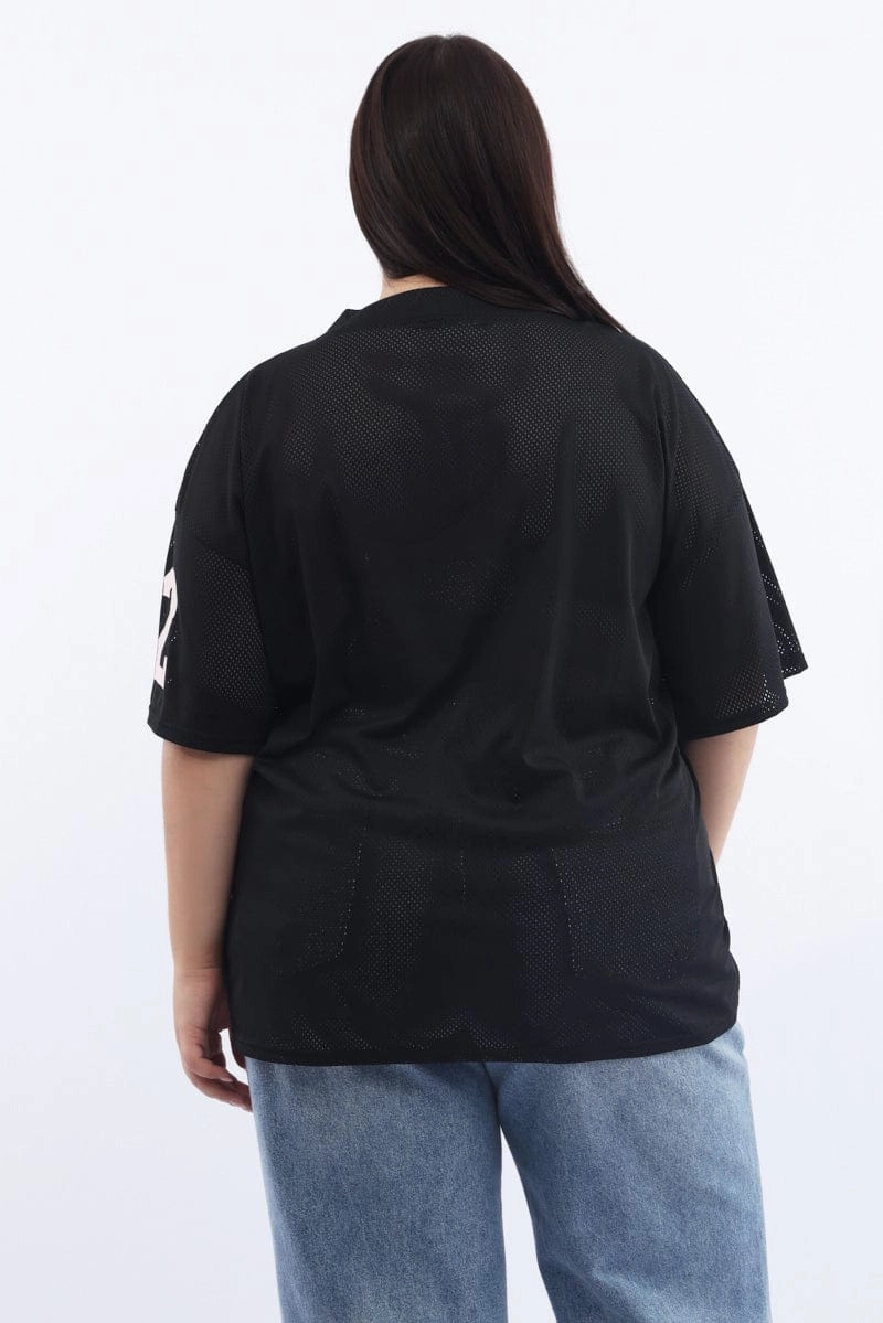 Set In Sleeve NonIrritating Fabric Black Graphic T-shirt Short Sleeve Crew Neck