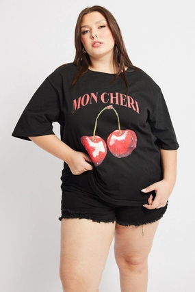 Perfect for Travel Black Graphic T Shirt Short Sleeve Crew Neck