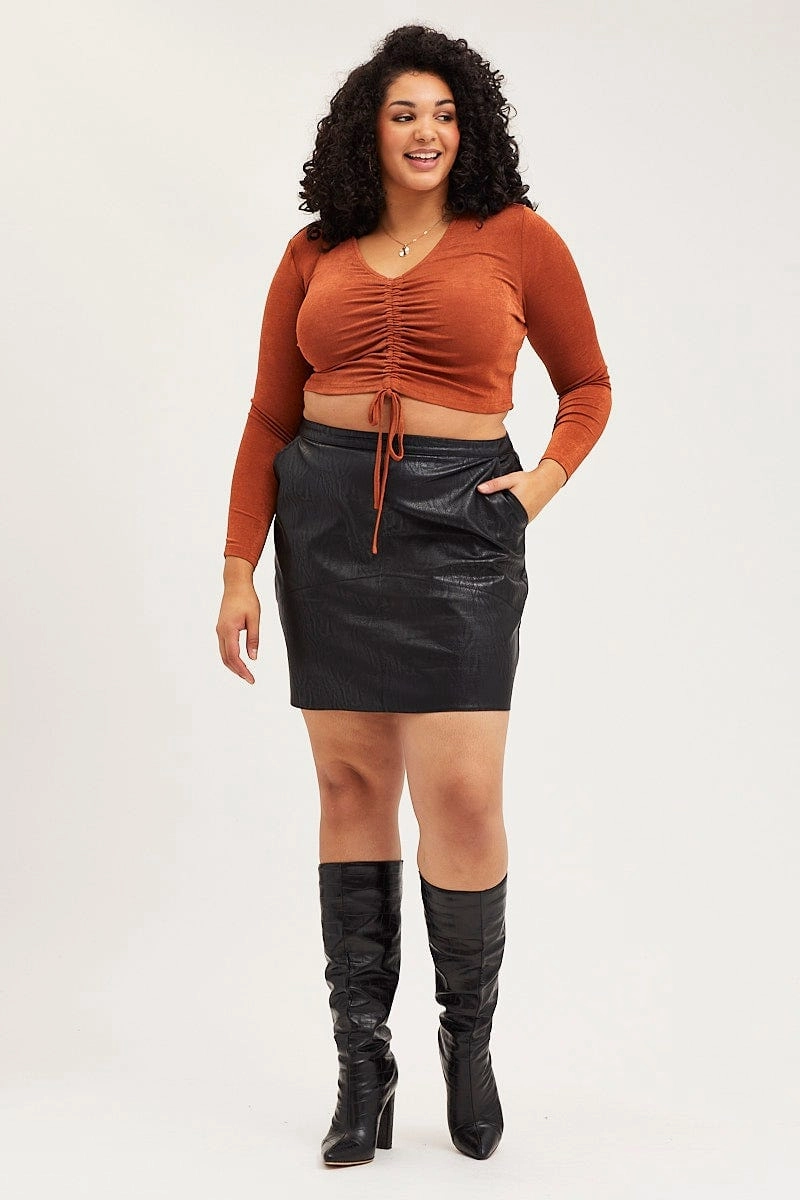 Fashion Week Ready Black High Waist Faux Leather Mini Skirt