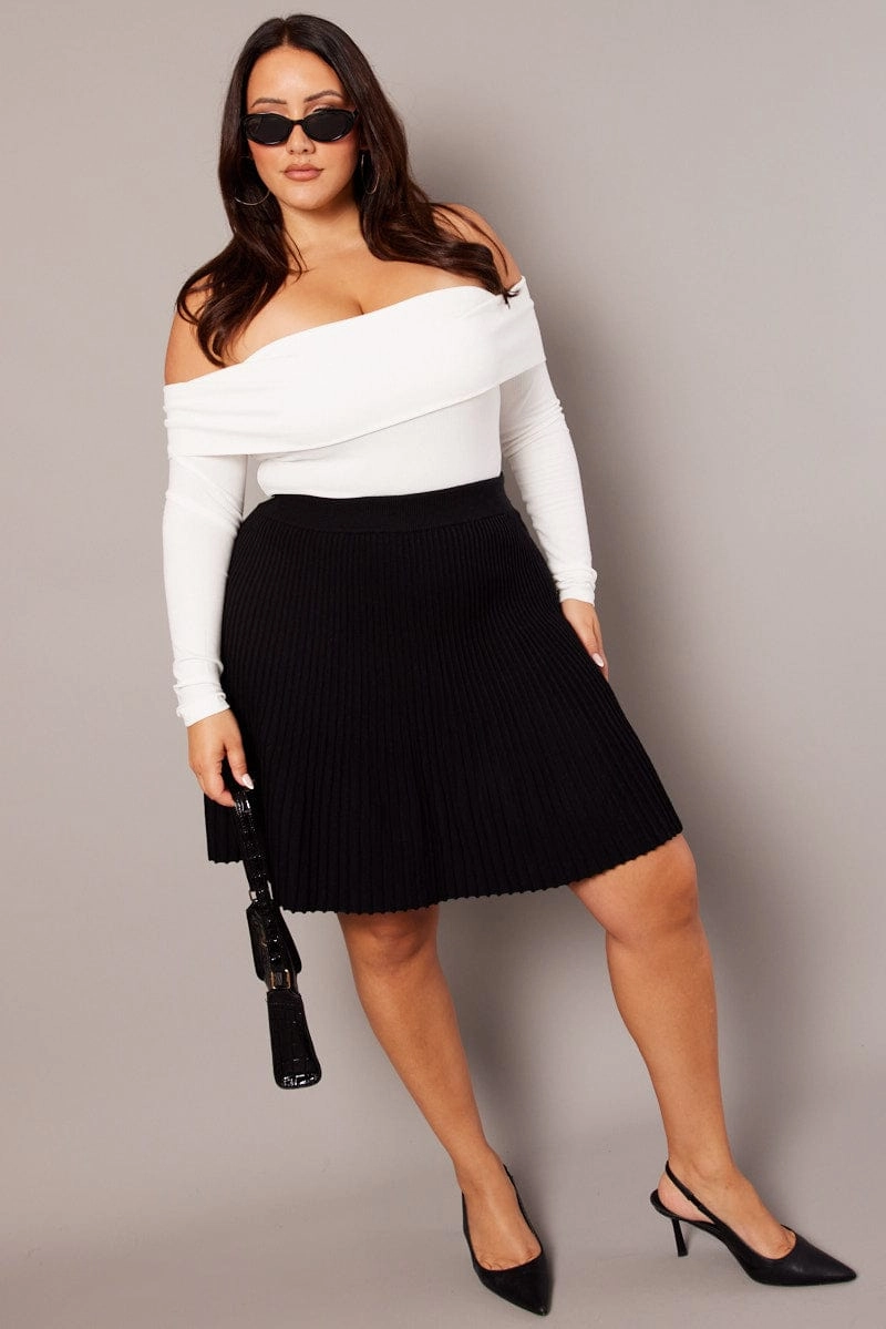 Black Knit Mini Skirt Bold Finish