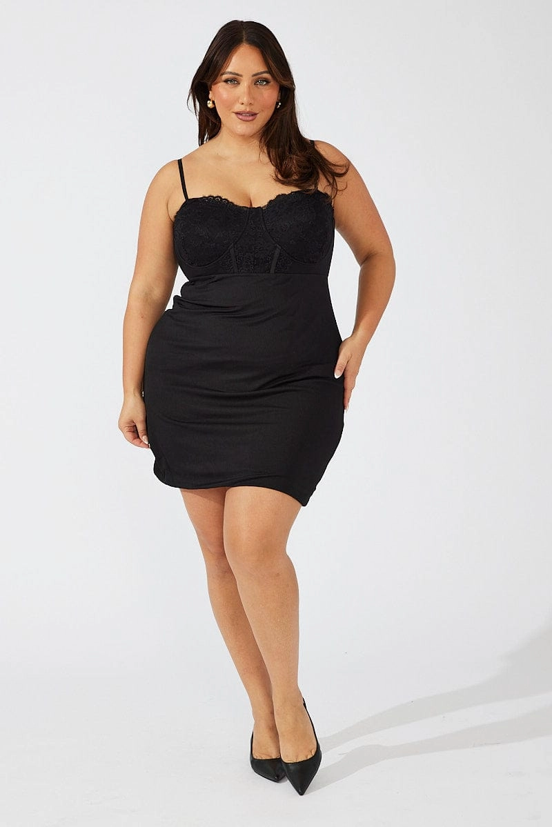 Black Lace Detail Bodycon Dress Gradient Shade