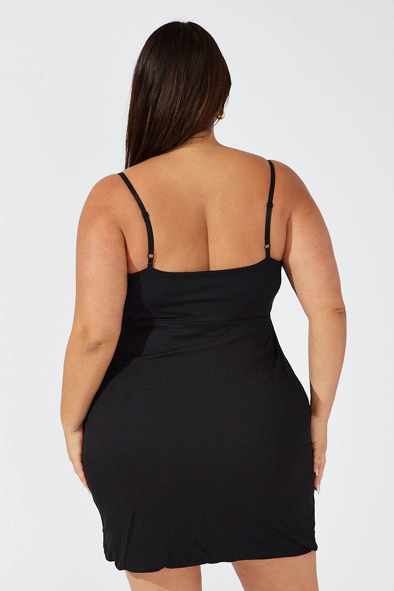 Black Lace Detail Bodycon Dress Cut-Out-Detail