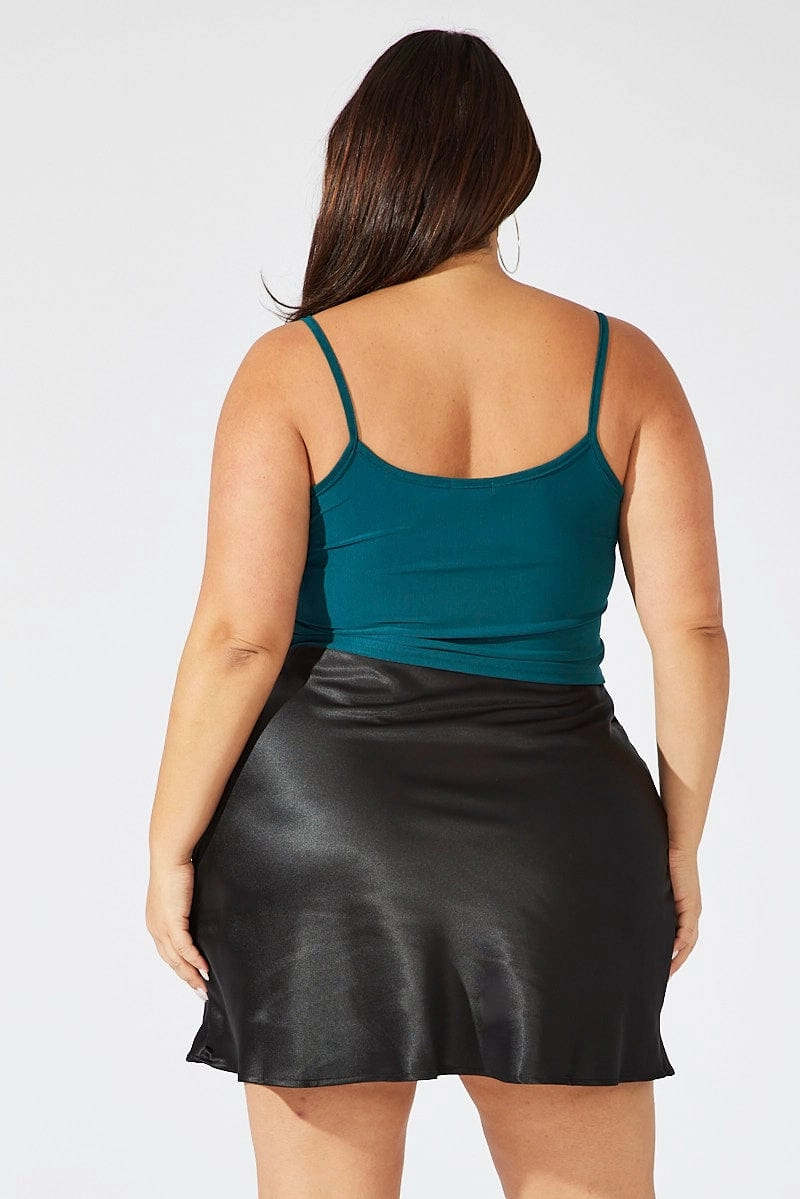 Black Lace Trim Satin Skirt Creative Layering Tear Resistant