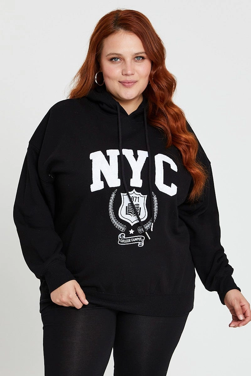 Black Long Sleeve Hoodie New York Embroidery Sweat product launch