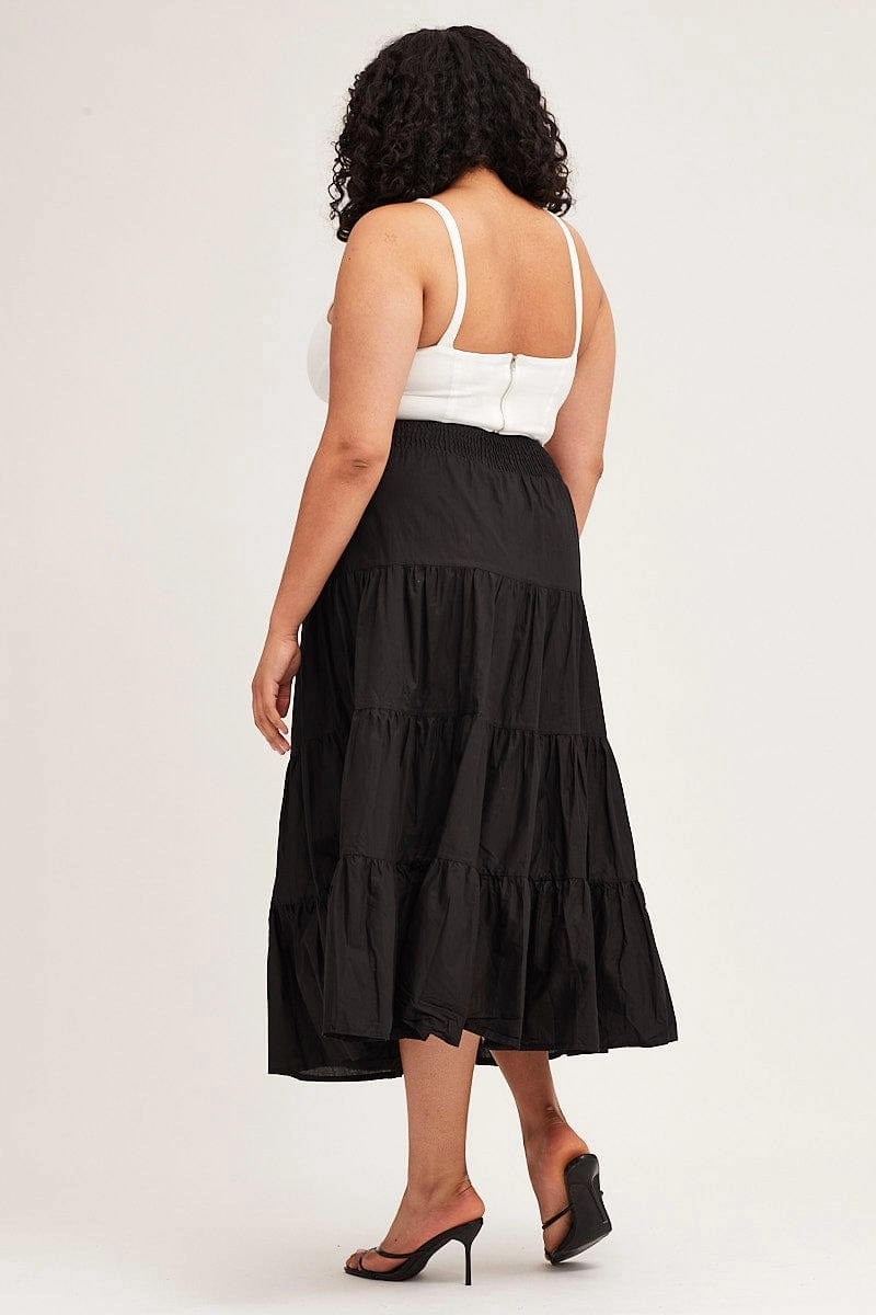 Urban Fit Black Maxi Skirt Cotton Blend Tie