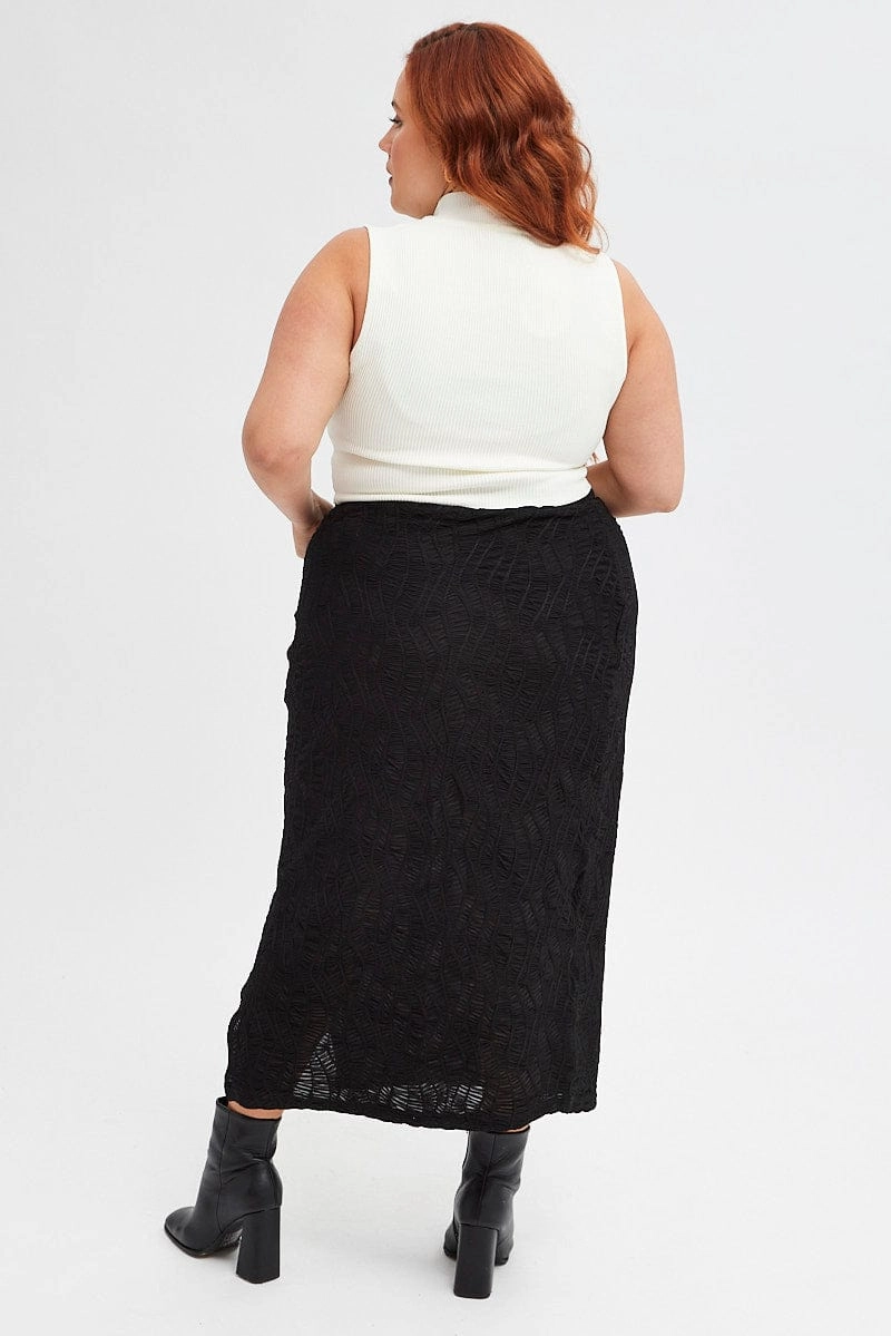 Light Mood Simple Look Black Maxi Skirt Side Split
